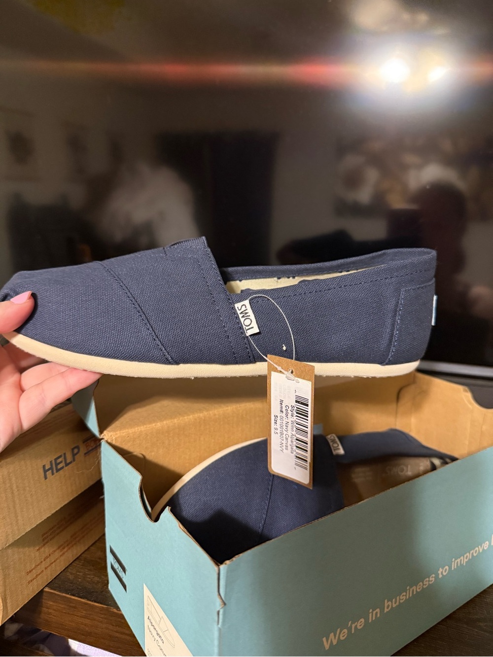 Toms Navy Canvas Slip-On Sneakers - Picture 2 of 4